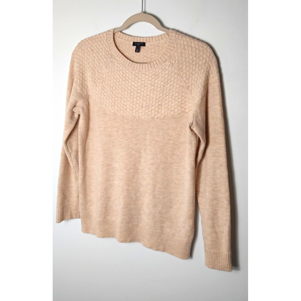 Lambswool Talbots Petite Small Cozy textured Basketweave Knit Pullover Sweater